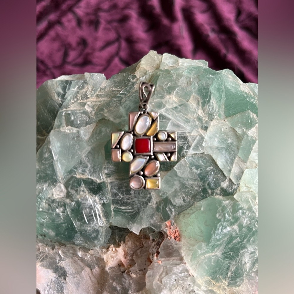 Sterling Silver & Abalone cross